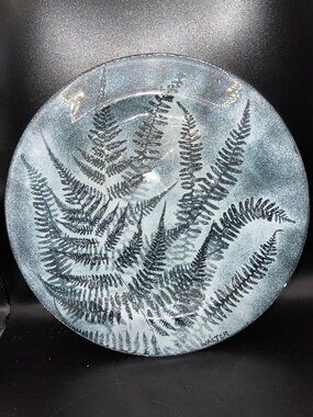 VTG Handcrafted studio Art Glass Plate MCM Fern design Signed Edwin D. Walter